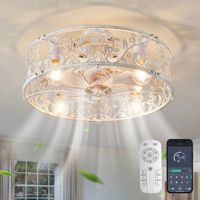 Garwarm 51Cm Farmhouse Reversible Caged Ceiling Fan from B&Q