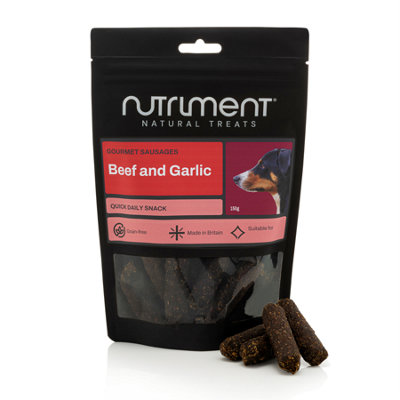 Pet Treats Wholesale Natural Treats Gourmet Sausages Beef & Garlic (150G) Highly Digestible Grain Free Treats from B&Q