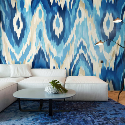 Origin Murals Watercolour Ikat Matt Smooth Paste The Wall Mural 300Cm Wide X 240Cm High from B&Q