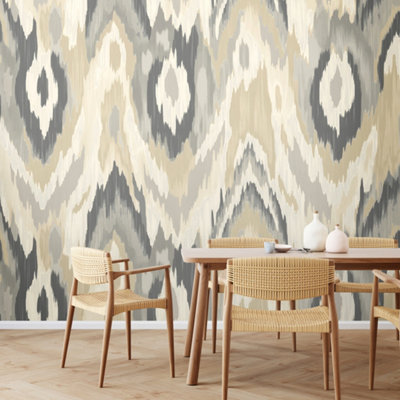 Origin Murals Watercolour Ikat Matt Smooth Paste The Wall Mural 350Cm Wide X 280Cm High from B&Q