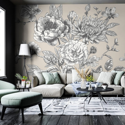 Origin Murals Large Rose Toile Matt Smooth Paste The Wall Mural 300Cm Wide X 240Cm High from B&Q