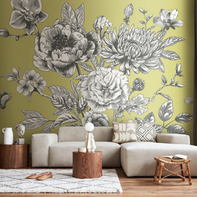 Origin Murals Large Rose Toile Matt Smooth Paste The Wall Mural 300Cm Wide X 240Cm High from B&Q