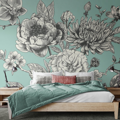 Origin Murals Large Rose Toile Matt Smooth Paste The Wall Mural 350Cm Wide X 280Cm High from B&Q