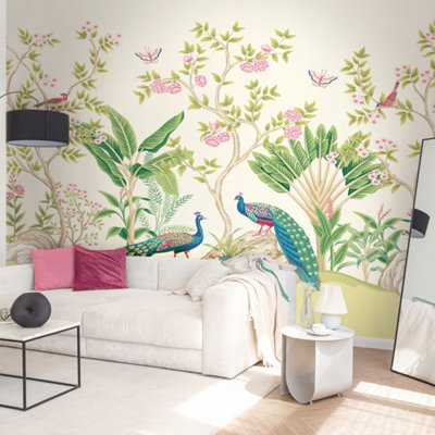 Origin Murals Peacock Garden Matt Smooth Paste The Wall Mural Wide X 280Cm High 350Cm