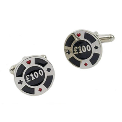 Novelty 100 Pounds Casino Poker Chip Cufflinks from B&Q