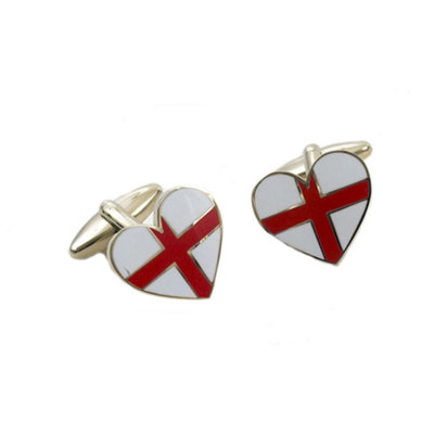 England St George Flag Heart Shaped Cufflinks from B&Q