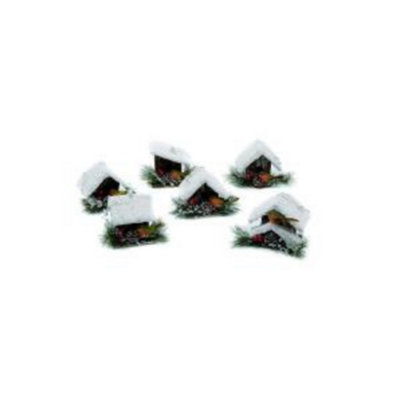  - Christmas Tree Hanging DecorationsRobin & Bird House Pack Of 6 Assorted