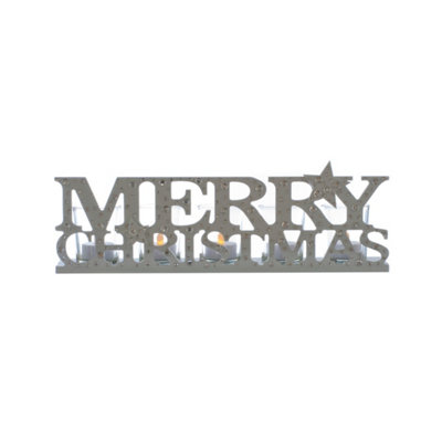 Christmas Tea Light Candle HolderMerry Christmas Word Block from B&Q