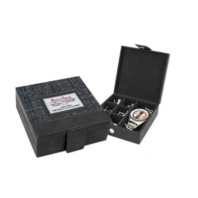 Harris Tweed Cufflinks/watch Trinket Box: Berneray Grey from B&Q