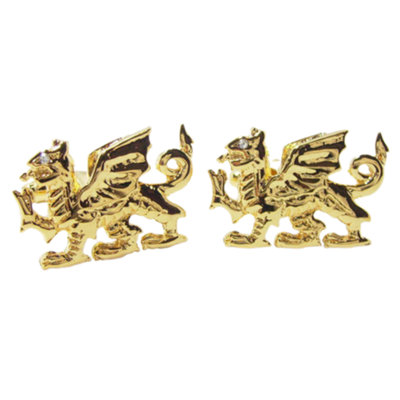 Golden Welsh Dragon Novelty Cufflinks from B&Q