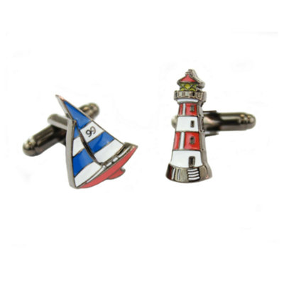 Sailing Boat & Lighthouse Cufflinks from B&Q