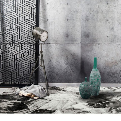 Silver Grey Abstract Modern Funky Rug Easy To Clean Living Room Bedroom And Dining Room -160Cm X 220Cm from B&Q