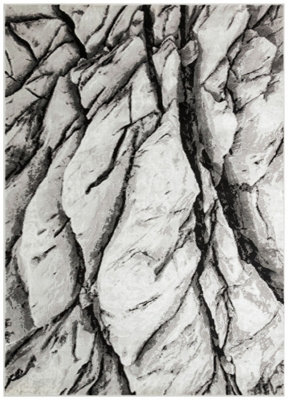 Silver Grey Abstract Funky Modern Rug Easy To Clean Living Room Bedroom And Dining Room -160Cm X 220Cm from B&Q