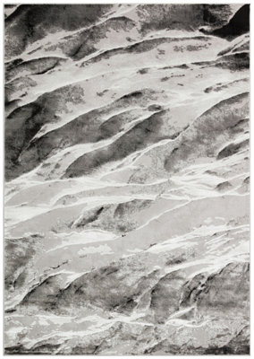 Silver Grey Abstract Funky Modern Rug Easy To Clean Living Room Bedroom And Dining Room -160Cm X 220Cm from B&Q