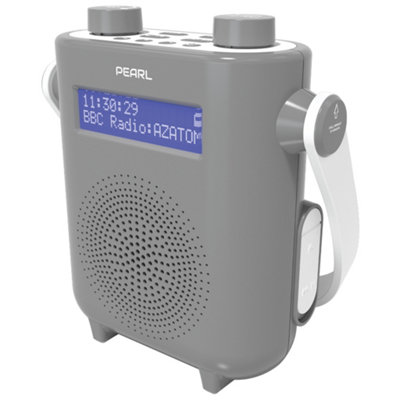 Azatom Pearl Dab / Dab+ Shower Radio With Rechargeable BatteryBluetoothAlarmsFast Presets (Grey) from B&Q