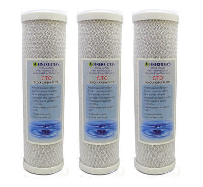 Finerfilters Carbon Block Water Filter Cartridge10" X 2.5"5 MicronCoconut Carbon Filter Cartridge For Drinking Water Systems (3 Pack) from B&Q