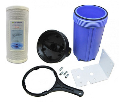 Finerfilters 10" Jumbo Water Filter Housing With Carbon Block Water Filter10" X 4.5"5 Micron3/4" Bsp Ports from B&Q