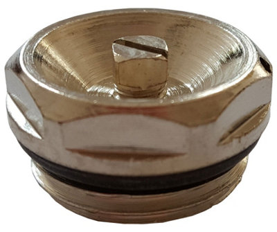 B&Q -  1/2" Inch Bsp Nickel Plated Manual Mechanical Radiator Air Vent Bleed Plug Valve