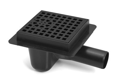 Karmat 50mm Pipe Floor Ground Waste Drain Plastic With Black Square Pattern Grid from B&Q