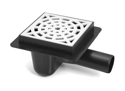 Karmat 50mm Pipe Floor Ground Waste Drain Plastic With White Round Pattern Grid from B&Q