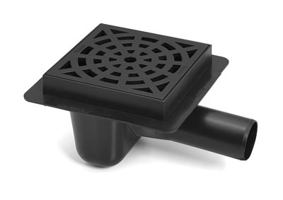 Karmat 50mm Pipe Floor Ground Waste Drain Plastic With Black Round Pattern Grid from B&Q