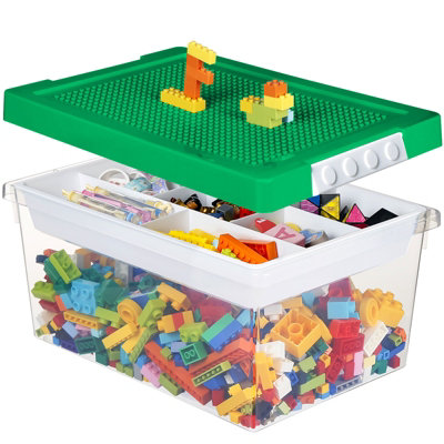 B&Q -  Stackable Storage Bins With Lids And Removable Tray For Kids Toys And Craft Organizing