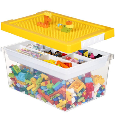 B&Q -  Stackable Storage Bins With Lids And Removable Tray For Building Blocks And Puzzles