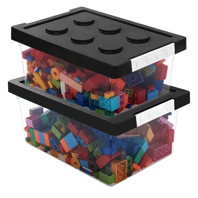 Greentainer Stackable Plastic Storage Bin With Lid And Building Baseplate For Toy And Brick Set Of 2 from B&Q