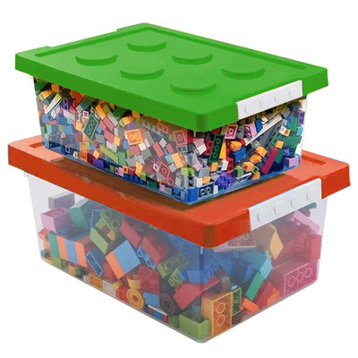 Greentainer Stackable Plastic Storage Bin With Lid And Building Baseplate For Building Brick And Toy Set Of 2 from B&Q