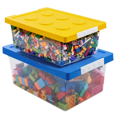 Greentainer Stackable Plastic Storage Bin With Lid And Compatible Baseplate For Brick And Toy Set Of 2 from B&Q