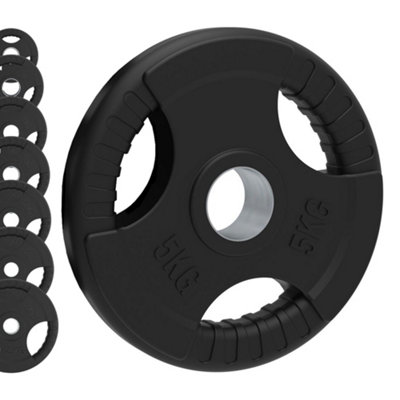 Body Revolution Black Olympic Tri-Grip Rubber Weight Plates - 1.25 Kg Pair 1.25Kg
