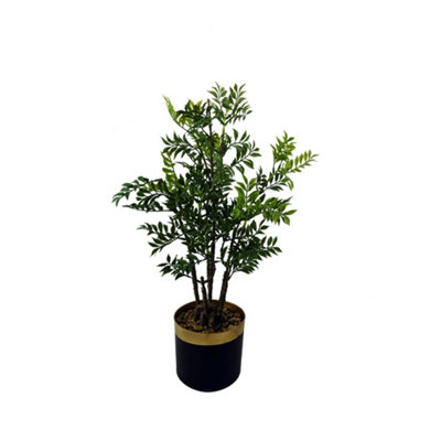 PegdevPdl 60Cm Artificial Nandina Bonsai Ficus Tree Potted Indoor Plant With Wired Branches And Plastic Leaves For Home/ Office from B&Q
