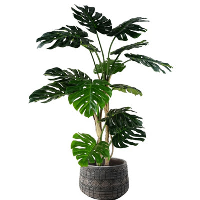PegdevPdl 150Cm Artificial Monstera Plant With Large Rustic Fibreglass Planter Faux Tree For Home Or Office Indoor Decoration from B&Q