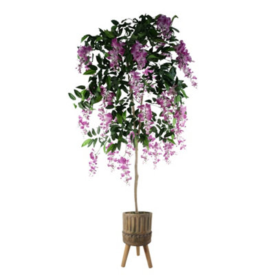 PegdevPdl 150Cm Artificial Light Pink Wisteria Tree With Realistic Foliage In Rustic Fibreglass Planter For Indoor Display from B&Q