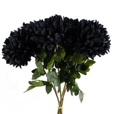 PegdevPdlPack Of 6 Reflex Chrysanthemums 75Cm Black Artificial Silk Flowers Extra Large from B&Q