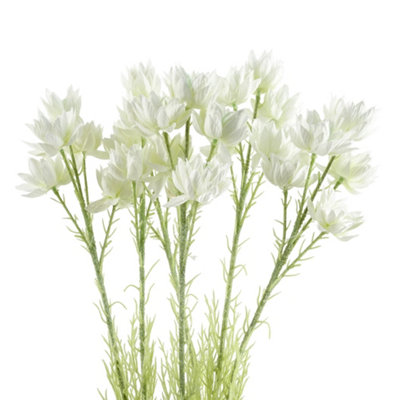 B&Q - PegdevPdlPack Of 6 X 60Cm Starflower Stems With 30 White Silk Flowers For Floral Arrangements And Décor