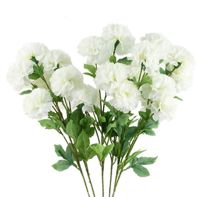 PegdevPdlPack Of 6 X 70Cm Artificial Carnation Stems White With 24 Silk Flowers For Home Decorations from B&Q