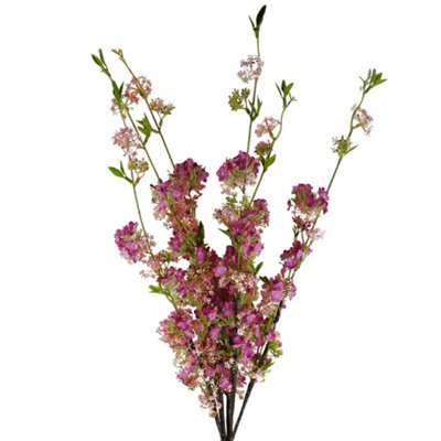 PegdevPdlPack Of 6 X 100Cm Blossom Spray Stems Pink Silk And Plastic Flowers With Wired Shapable Stems from B&Q