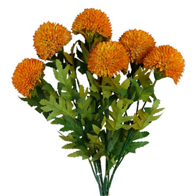 PegdevPdlPack Of 6 X 70Cm Large Ball Dahlia Yellow Stems With Silk Leaves And Wired Shapable Stems from B&Q
