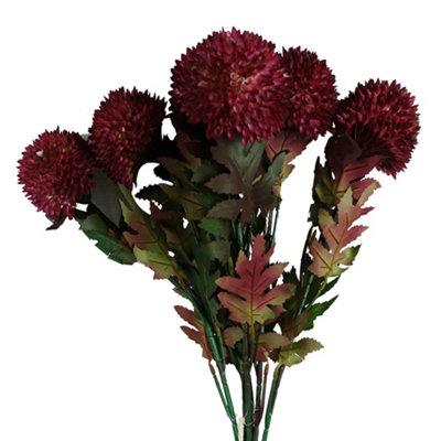 PegdevPdlPack Of 6 X 70Cm Large Ball Dahlia Pink Stems With Silk Leaves And Wired Shapable Stems from B&Q