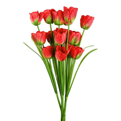PegdevPdlPack Of 6 X 80Cm Artificial Red Tulip Stems With Silk Flowers For Home Office Or Wedding Décor from B&Q