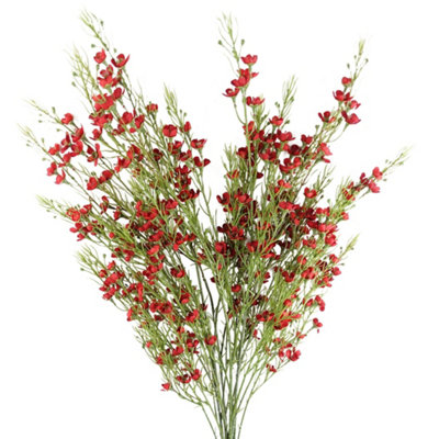 PegdevPdlPack Of 6 X 100Cm Artificial Flower Stems With Small Red Silk Flowers And Wired Stems from B&Q