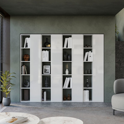 Decorotika Oslo Wall System Modern Built In Or Out  Bookcase High Gloss White from B&Q