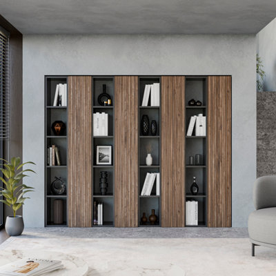 Decorotika Oslo Wall System Modern Built-In Or Out  Bookcase Black Alina from B&Q