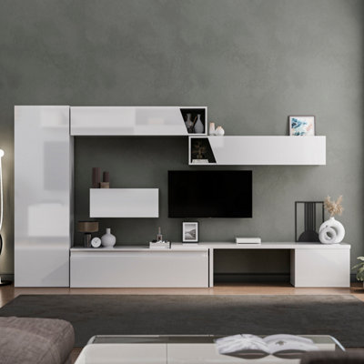 Decorotika Southsea Moduler Modern Tv Unit Wall Mount Customizable Layout High Gloss White from B&Q