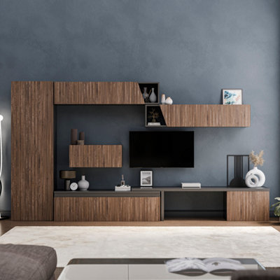 Decorotika Southsea Moduler Modern Tv Unit Wall Mount Customizable Layout Black Alina from B&Q