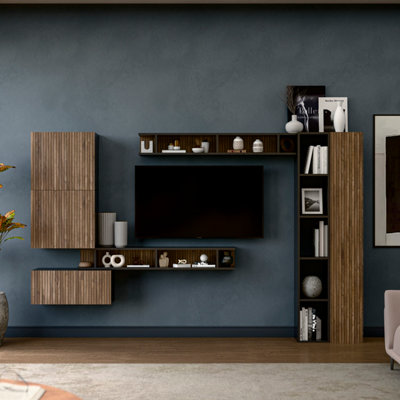 Decorotika Lucky Moduler Modern Tv Unit Wall Mount Customizable Layout Black Alina from B&Q