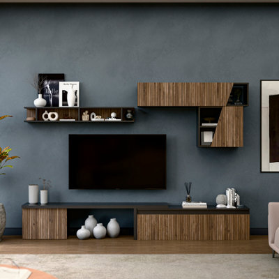 Decorotika Lille Moduler Modern Tv Unit Wall Mount Customizable Layout Black Alina from B&Q