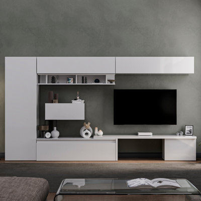 Decorotika Cardiff Moduler Modern Tv Unit Wall Mount Customizable Layout High Gloss White from B&Q