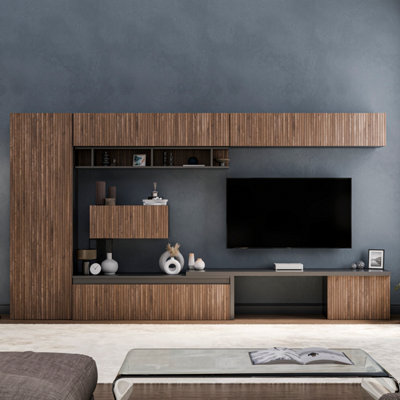 Decorotika Cardiff Moduler Modern Tv Unit Wall Mount Customizable Layout Black Alina from B&Q